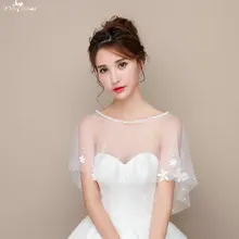 LZP098 лодка Necline спереди Короткие Длинные Сзади Болеро цвета слоновой кости бисером Болеро свадебное