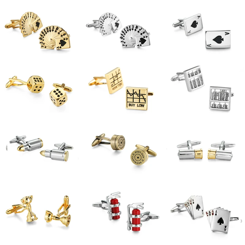 

High quality fashion men's shirts Cufflinks gold cards / bullet / red fire extinguisher Cufflinks French shirt accessories