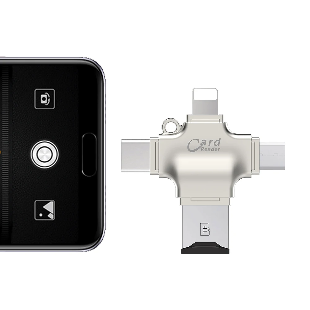 UTHAI R010 4в1 кардридер usb C Micro USB MicroSD адаптер для Android ipad/iphone 7 8 X plus 6s5s Macbook OTG TF SD