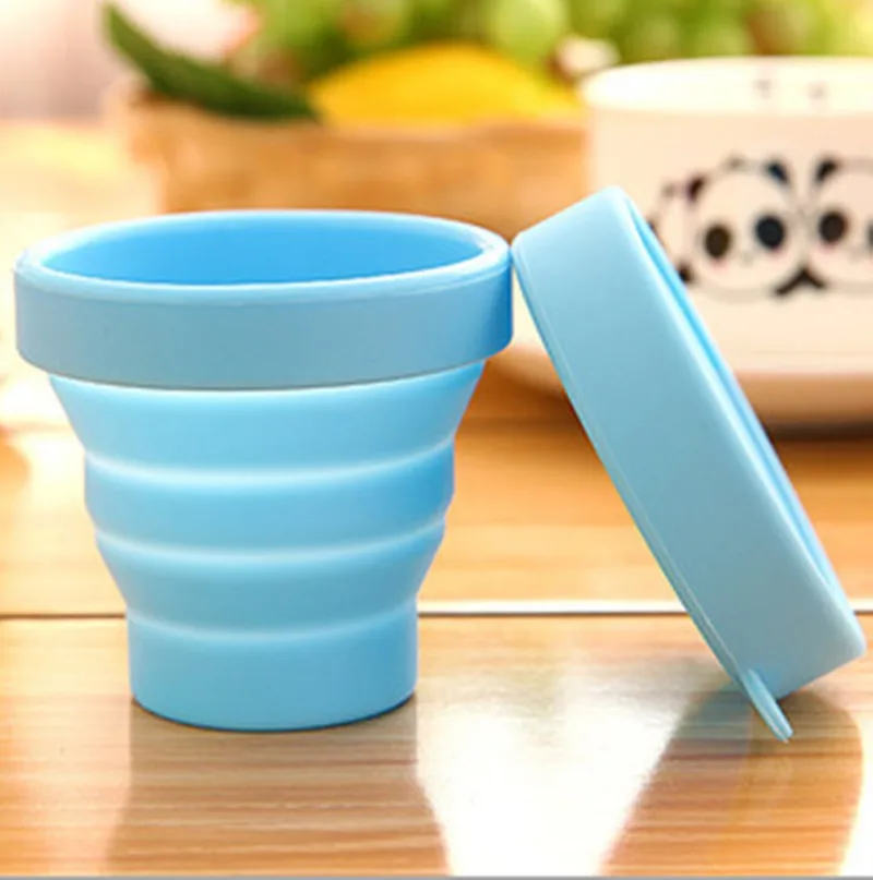 1 шт. портативная силиконовая складная чашка для воды конфеты цвета Путешествия Складные чашки для путешествий стаканы для отдыха на воздухе - Цвет: Синий
