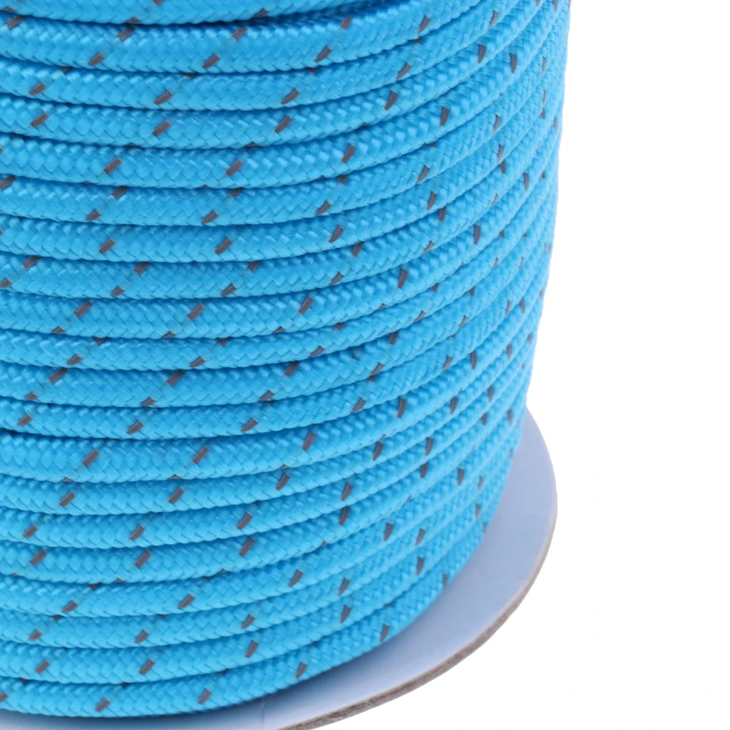 High Visibility 5mm 50m Fluorescent Reflective Guyline Tent Rope Nylon Cord Paracord for Outdoor Camping Hiking Tent 