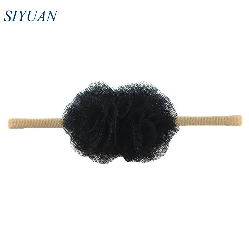 6-black 5 шт./партия нейлоновая повязка на голову с 2,4 ''двойной сеткой Тюль ушко цветок яркий цвет ободок для волос для душа вечерние головные уборы HB073 - Цвет: 6-black