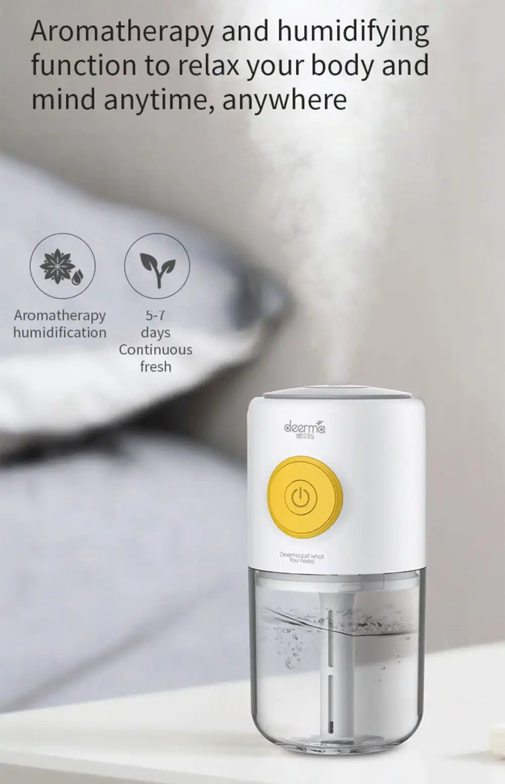 Deerma Mini USB Air Humidifier Mute Home Bedroom Protable Aromatherapy Machine from Xiaomi youpin- White