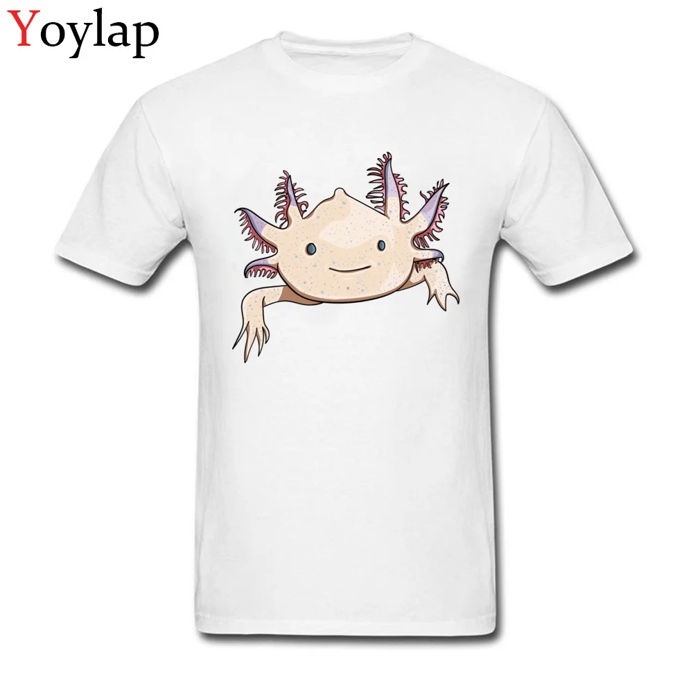 Pure Cotton Tops Shirts Axolotl Friend for Men Casual T-shirts Cool Fitted O Neck Short Sleeve Tee Shirt Top Quality white