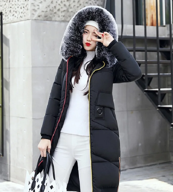 2017 New winter coat women long jacket Collar Hooded Woman Parka Womens cotton padded Coats Thick Jacket+13 (1)