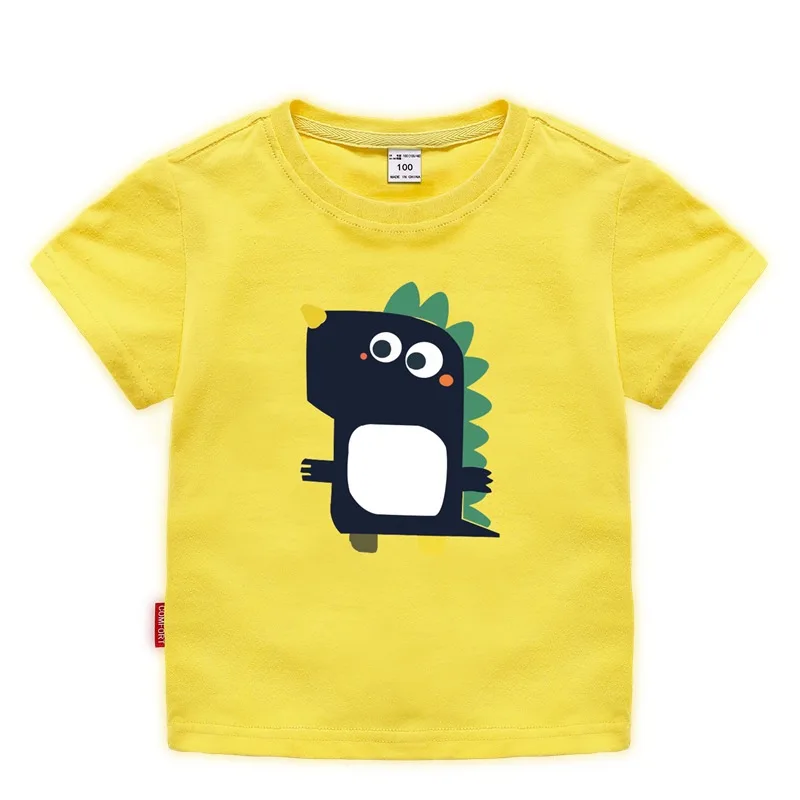 

Summer children's clothing cartoon big eyes dinosaur print short-sleeved T-shirt baby boy shirt toddler girl's clothes 2-8 years