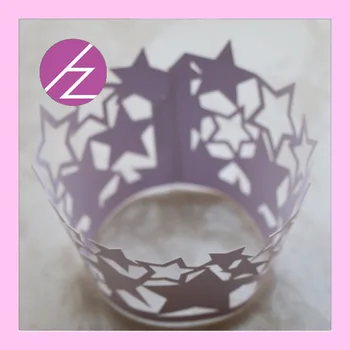 

100pcs Star Design Shining Pearlized Paper Craft Cupcake Wrappers Toppers For Wedding Party Birthday Decoration Cake Cups