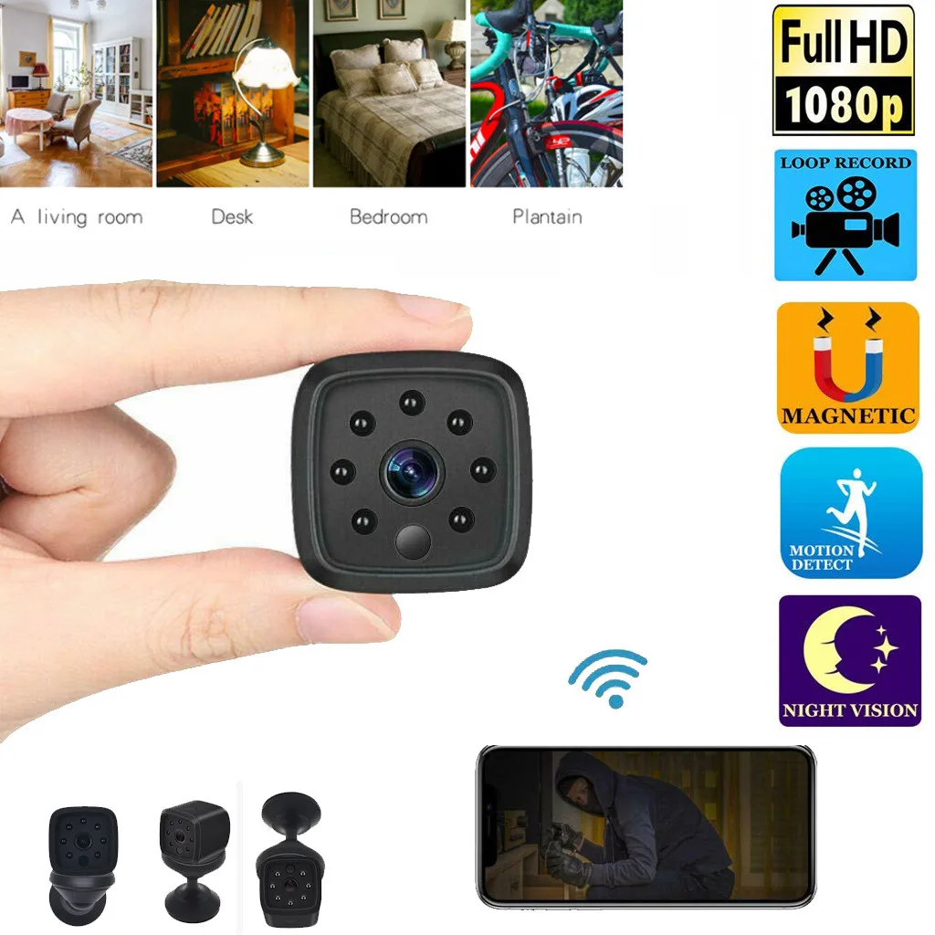 

Mini Wireless WiFi Camera 1080 P HD Remote Video Small Micro Night Vision Home The camera could support memory card up to 128GB