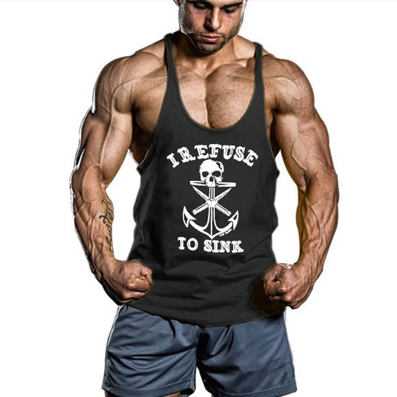 Man Printed Tank Tops Bodybuilding Clothing and Fitness Mens Sleeveless