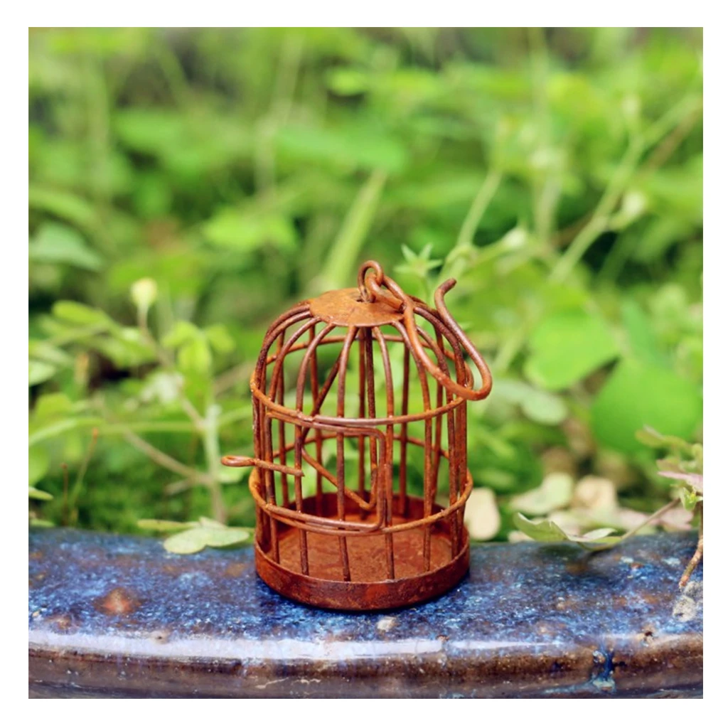 1 6 Vintage Metal Bird Cage With Hanger Dollhouse Miniature Garden