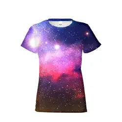 Galaxy t-shirts для женщин летние дышащие короткий рукав круглый средства ухода за кожей шеи Футболка голубое небо 3D печати обувь для девоч