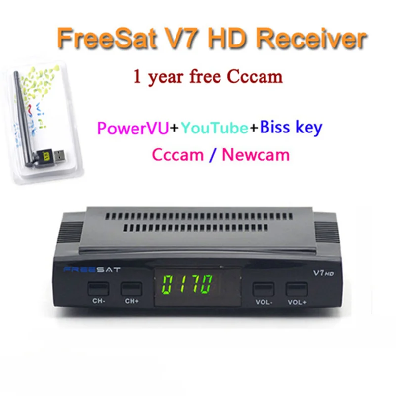 Prix pour Numérique tv satellite décodeur Freesat V7 DVB-S2 hd soutien plein powervu youtube avec USB wifi 12 mois cccam pour l'europe pour livraison Prix pour Numérique tv satellite décodeur Freesat V7 DVB-S2 hd soutien plein powervu youtube avec USB wifi 12 mois cccam pour l'europe pour livraison
