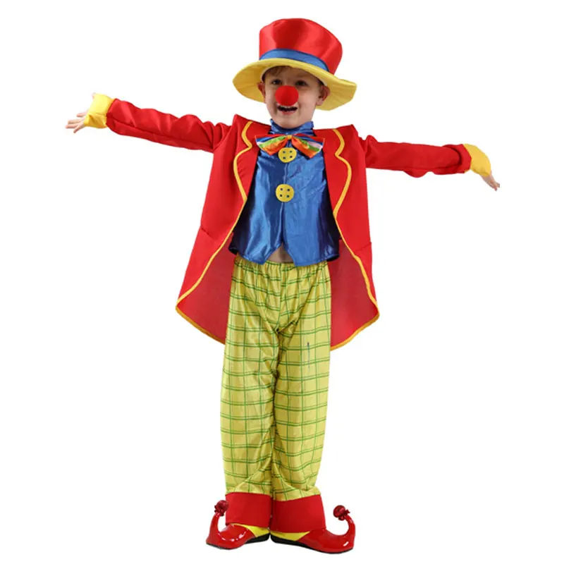 

Kids Child Funny Naughty Circus Clown Costume Cosplay for Boys Halloween Carnival Party Mardi Gras Fancy Dress B-0201