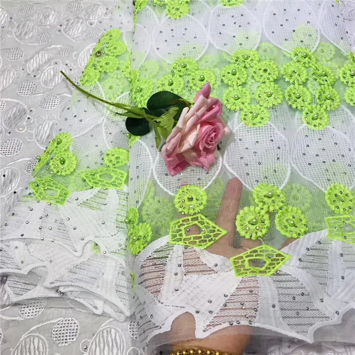

Green African Lace Fabric 2018 High Quality Lace Nigerian Lace Fabric With Stones Embroidery Tulle French Lace(WDLY-2-19