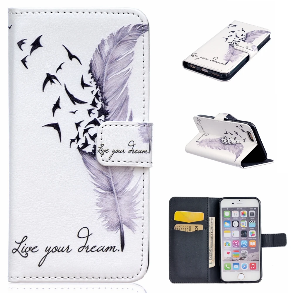 

Cell Phone Cover For Apple iPhone 6S Plus & 6 Plus 5.5inch Leather Bag Wallet For iPhone 6S Plus Cases Beautiful Butterfly Cover