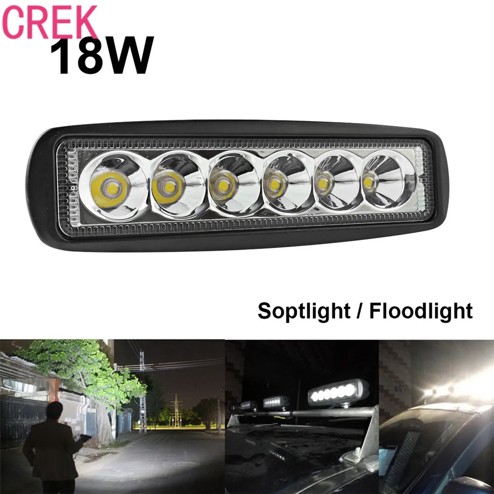 

CREK 1550LM Mini LED Car Light 6 Inch 18W LED Bar Light As Work light / FloodLight / SpotLight for Boating / Hunting / Fishing