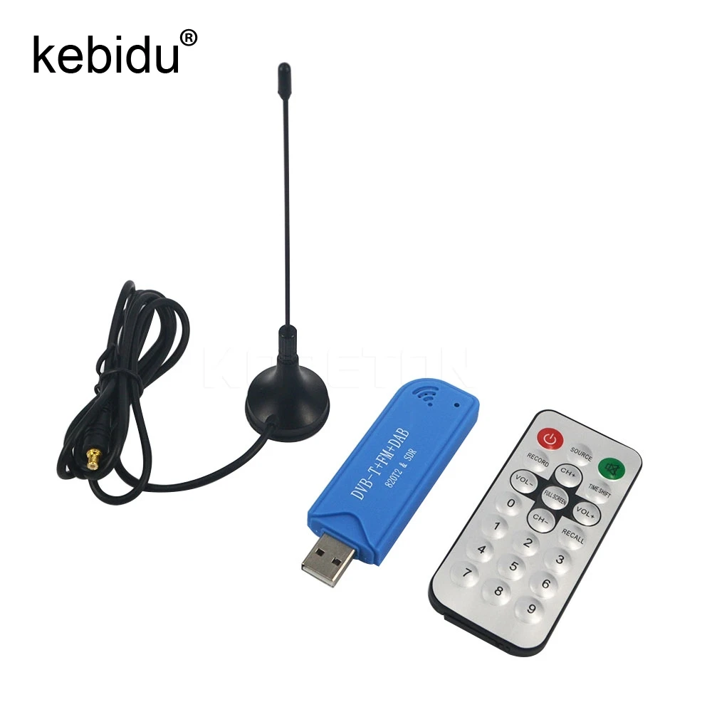 kebidu Mini Video Equipment TV Dongle DVB-T+DAB+FM RTL2832U + R820T2 Digital USB 2.0 Stick Support SDR Tuner Receiver+Antenna |