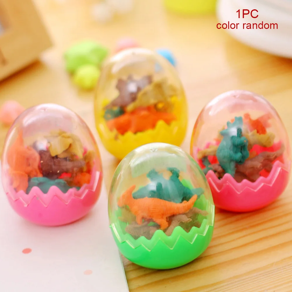 

7Pcs/set Pencil Kids Gift Supplies Cartoon Rubber Funny Dinosaur-egg Box School Office Eraser Stationery Cute Random Color