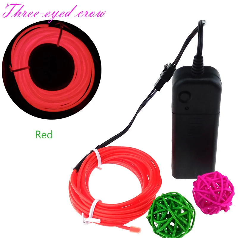 

New 9ft 3m (2.3mm 10 colors) high quaity neon wire High Brightness EL Wire+ battery pack Free Shipping Mix order available