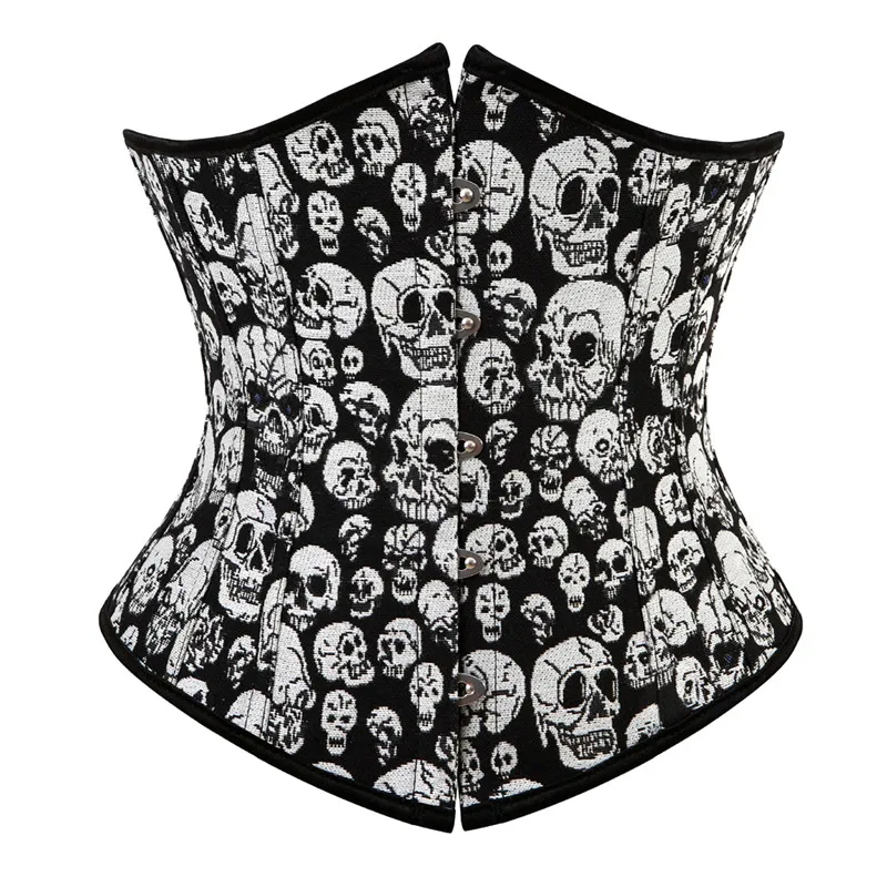 

Caudatus Underbust Corset Top for Woman Sexy Skull Lace up Basque Showgirl Costumes Plus Size Corselet Lingerie Black
