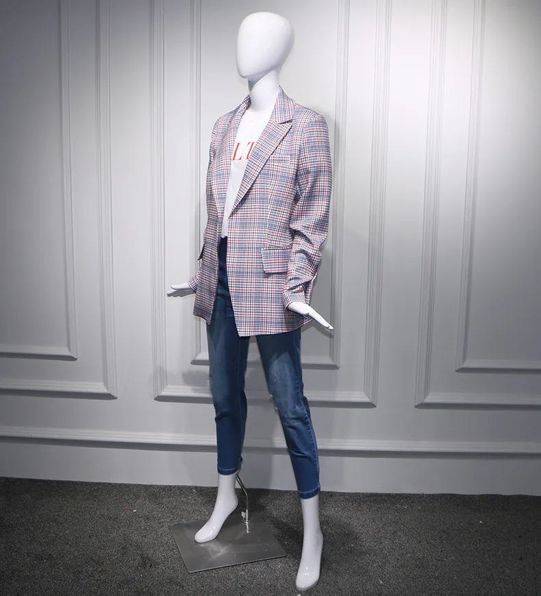 Spring 2019 Star Zhao Wei Chinese Restaurant 2 Same Chequered Loose Korean Port Style Retro Suit Jacket Plaid Suit Women Coat Spring 2019 Star Zhao Wei Chinese Restaurant 2 Same Chequered Loose Korean Port Style Retro Suit Jacket Plaid Suit Women Coat