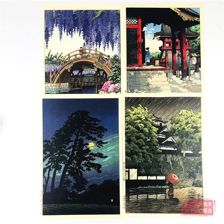 Художественная открытка: пейзаж креативная открытка на день Рождения Красивая поэтическая пейзажная живопись японская живопись и укийо-е