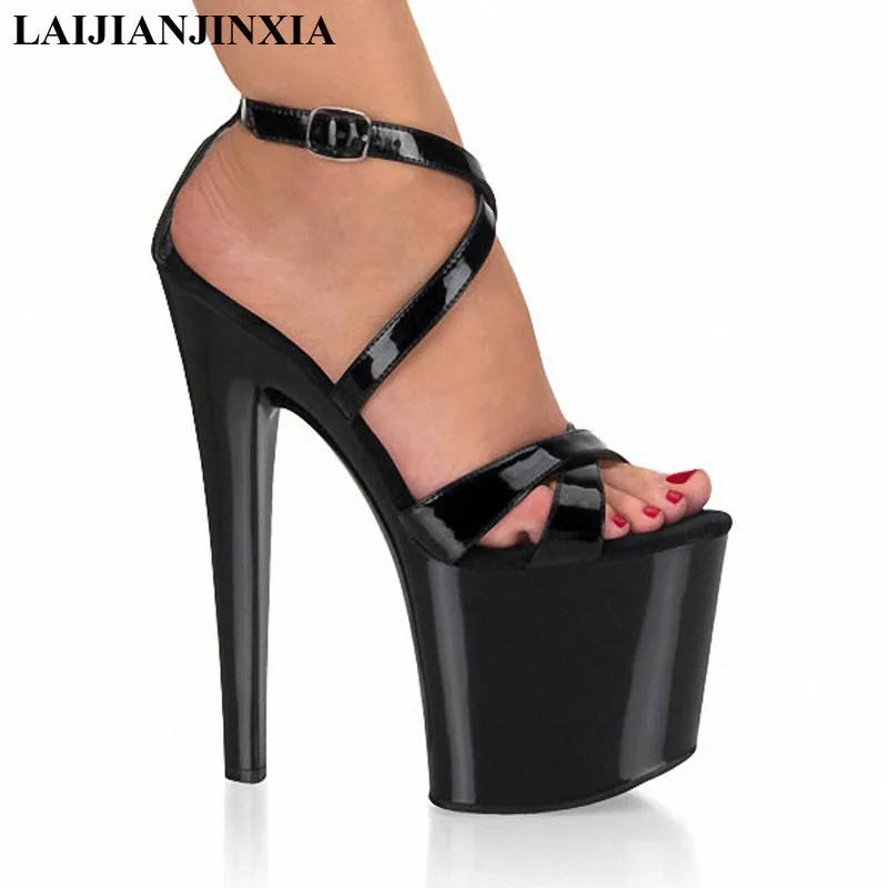 LAIJIANJINXIA lady fashion 8 inch high heel shoes sexy for women pole dancing strappy sandals