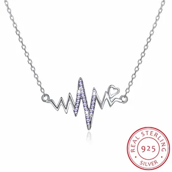 

Lekani Real 925 Sterling Silver Jewelry Fashion Korean Tiny Wave Chain Necklaces Crystals From Swarovski For Women Party Wedding