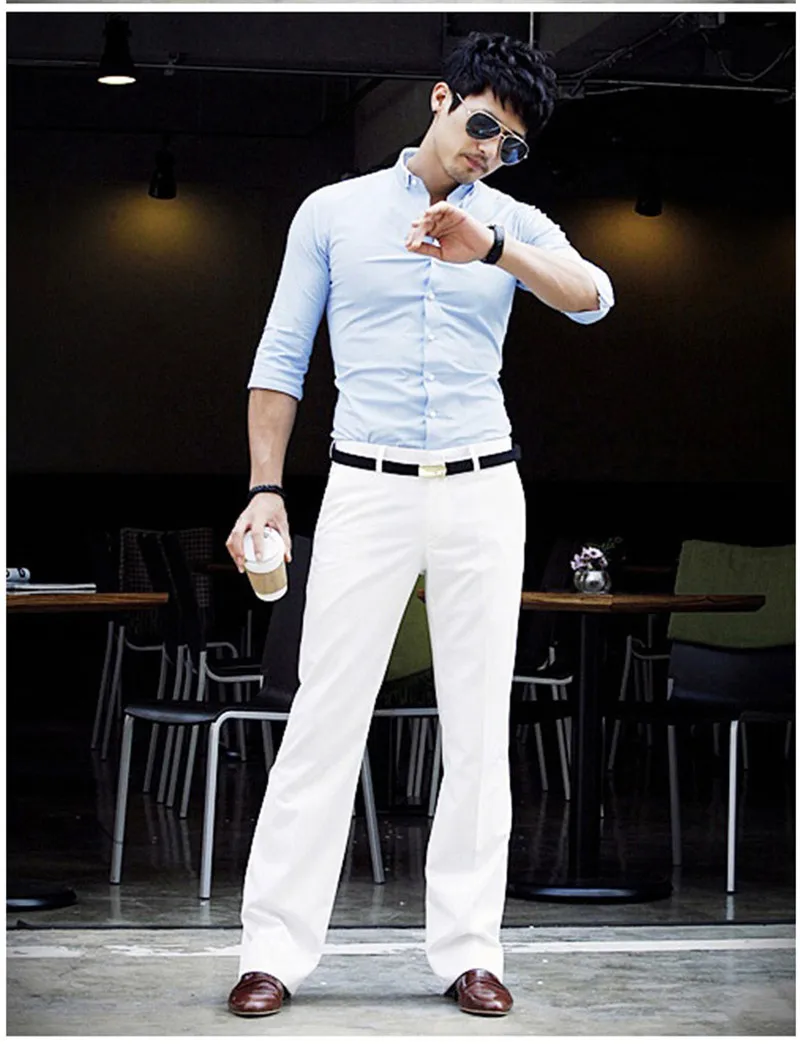 Для мужчин Flared брюки формальные Штаны клеш брюки для танцев белый костюм Штаны мужская одежда Штаны Размеры 28- 37