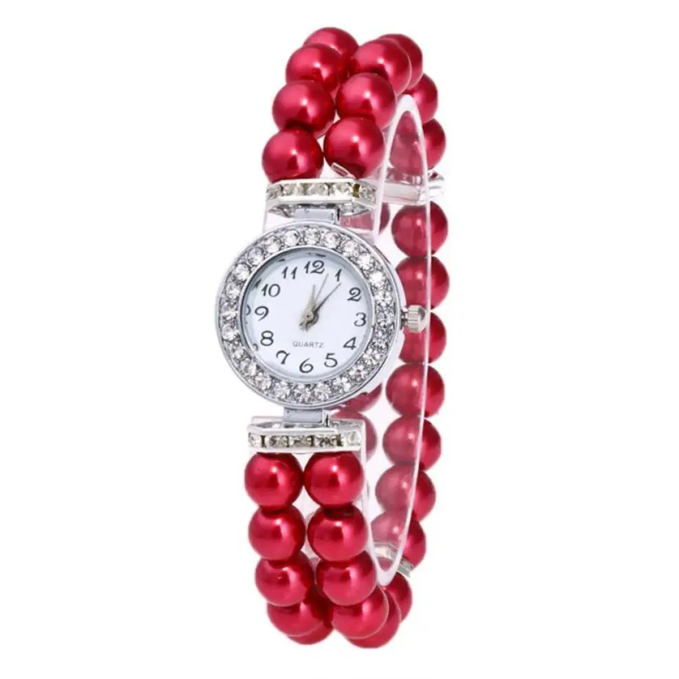 

Timezone #401 Fashion Women Casual Pearl String Watch Strap Quartz Wrist Rhinestone Watch Free Shipping