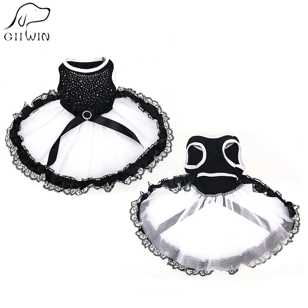

Clothes Dress For Dog Cat With Rhinestone Princess Lace Dress For Small Large Dogs Cats Spring Summer Vest Dress Costume GGA004