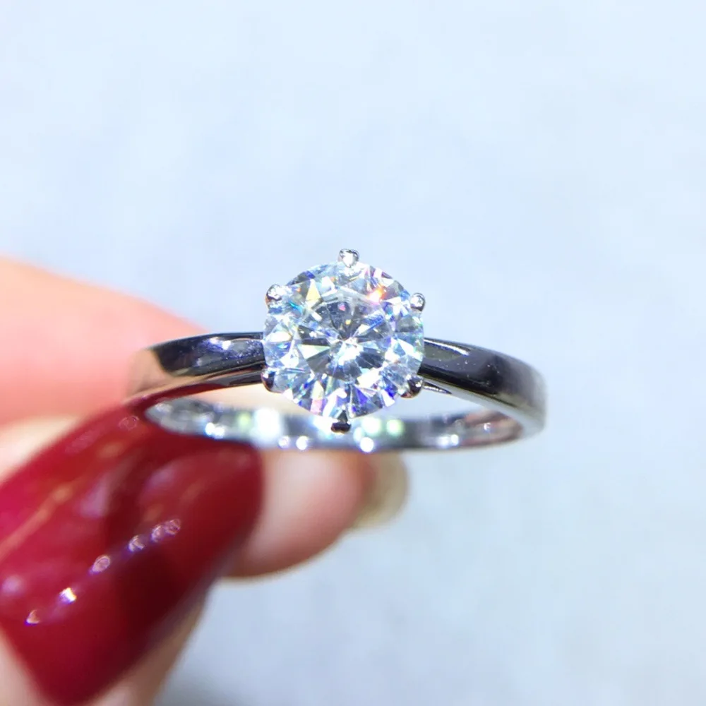 Настоящие хорошие драгоценности из золота 18 карат AU750 G18K 0.8ct муассанит кольцо с бриллиантом Кольца с полудрагоценными камнями для Для женщин