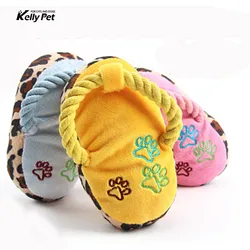 Pet Dog Squeaky Toy Pet Supply Cute Plush Leopard Print Slipper Shape Squeak Sound Interactive Toys For Small Dogs Pet Dog Squeaky Toy Pet Supply Cute Plush Leopard Print Slipper Shape Squeak Sound Interactive Toys For Small Dogs