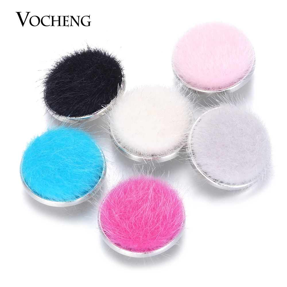 

MIX 10pcs/lot Vocheng Snap Charms Mix Colors Fur pompon Interchangeable Ginger Snaps button Jewelry Vn-1833*10