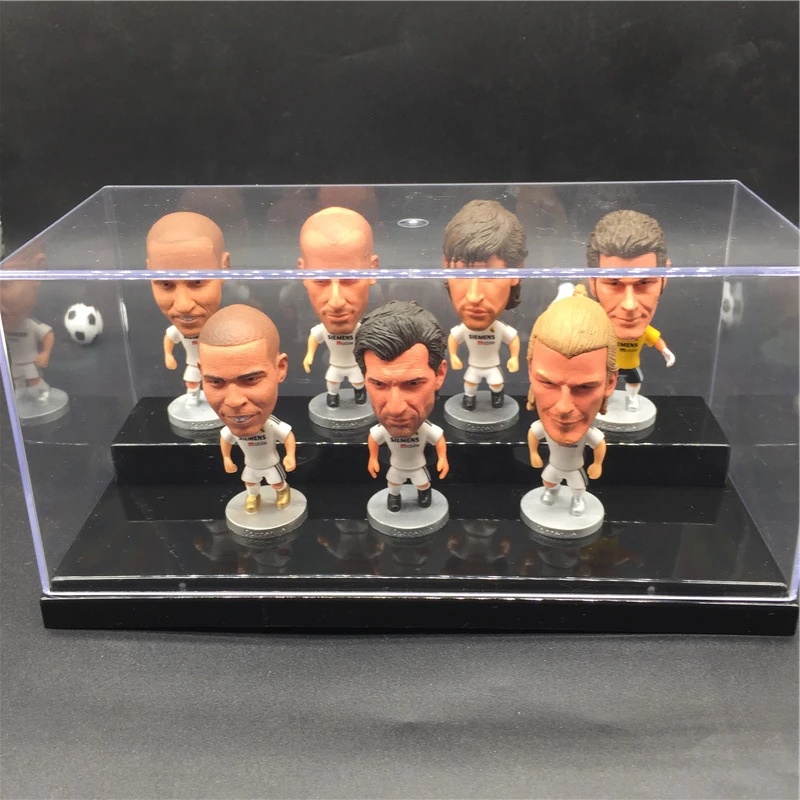 

Soccerwe pvc 2.55 Inches Mini PVC Soccer Star Dolls 7 pcs Choices and Show Box Blanco Lionel David Figurines