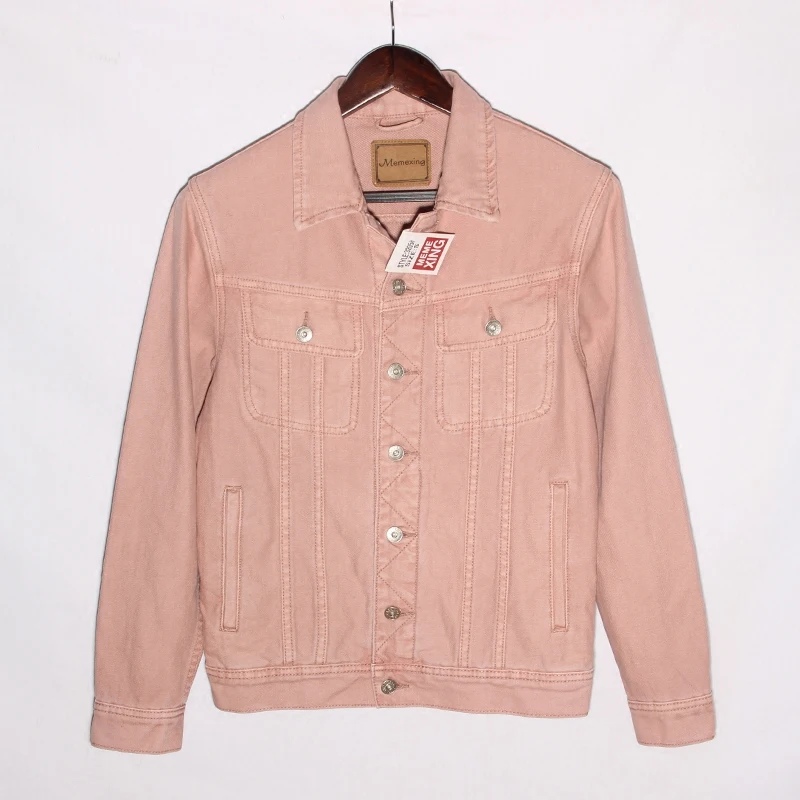 

Pink Denim Jacket Women Long sleeve Jeans Jacket Spring Autumn Plus size Loose Casual Outerwear Women Student Ladies Denim Coat