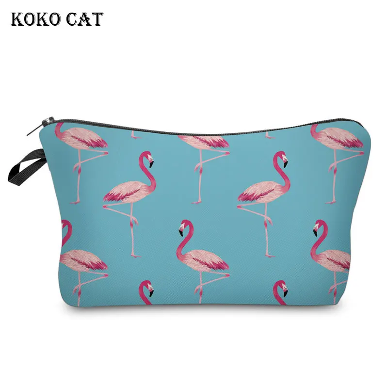 

Ladies Cosmetic Bags Cases Brushes Pink Flamingo Printed Cosmetic Pouchs Travel Organizer Storage Women Toiletry Bolsos Mujer