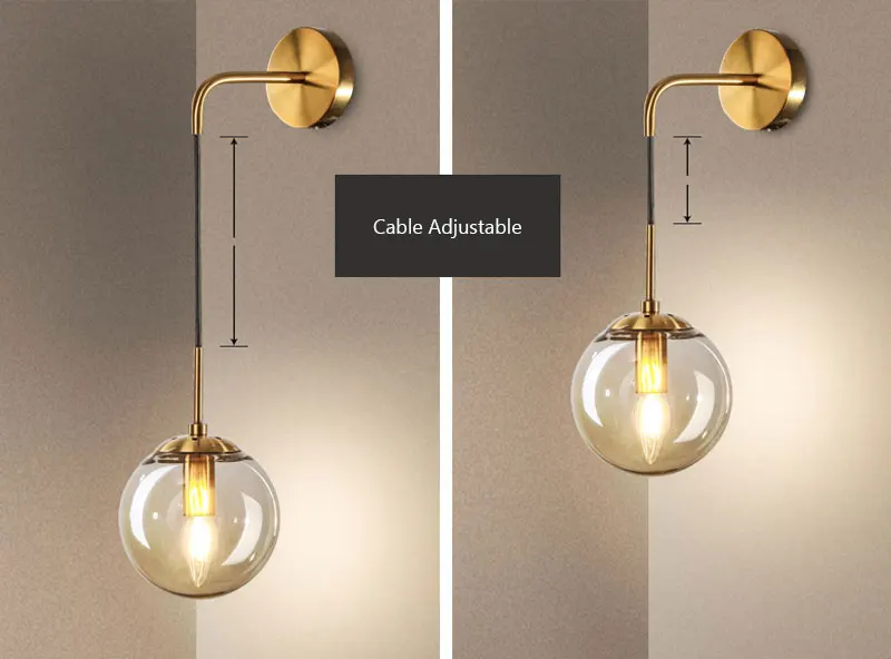 Nordic Post Modern LED Wall Lamp Creative Glass Ball Mirror Bedside Wall Lamps Vintage Wall Light For Living Room Heme Deco (7)