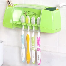 Wholesale multifunctional toothbrush holder storage box bathroom accessories suction hooks tooth brush holder