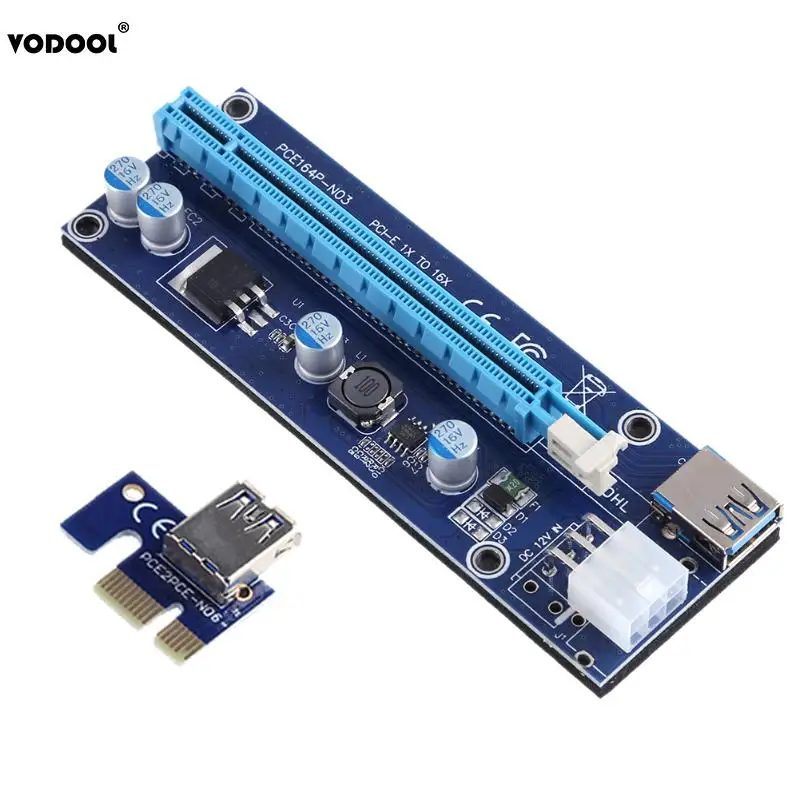 VODOOL PCI E 1X до 16X PC расширитель для видеокарты расширения набор карт с 6 контактным