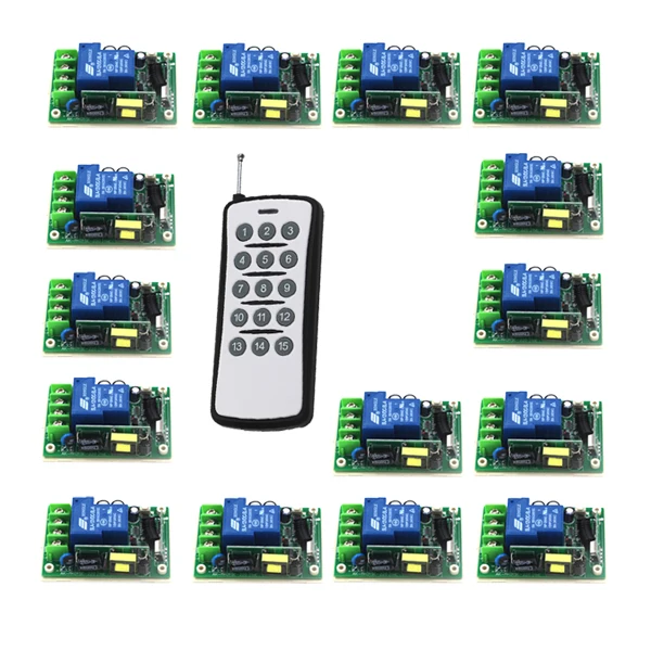 Free Shipping AC 85-250V 30A 1CH Learning Code RF Wireless Remote Control Switch Systems 15 Receiver 433MHZ 315MHZ 5480