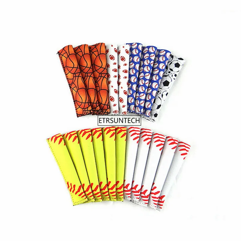 

12pcs Sport Reusable Neoprene Popsicle Protector Variety Styles Popsicle Cover Football Baseball Pattern Sleeve Holder