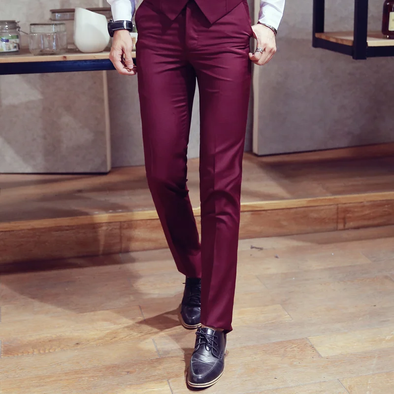 New Pure Color Formal Wear Men's Suit Pants Size 29 34 Fashion Business