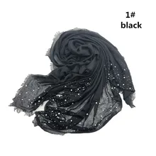 Шарф с бисером сплошной цвет хиджаб площадь хлопка палантины и шали