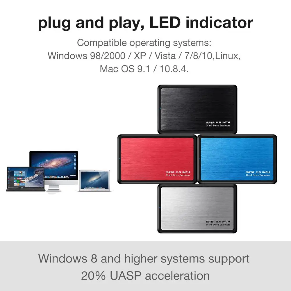USB 3,0 ноутбук мобильный жесткий диск коробка Матовый 2,5 дюймов SSD алюминиевый внешний корпус HDD корпус Поддержка HDD/SDD UASP протокол
