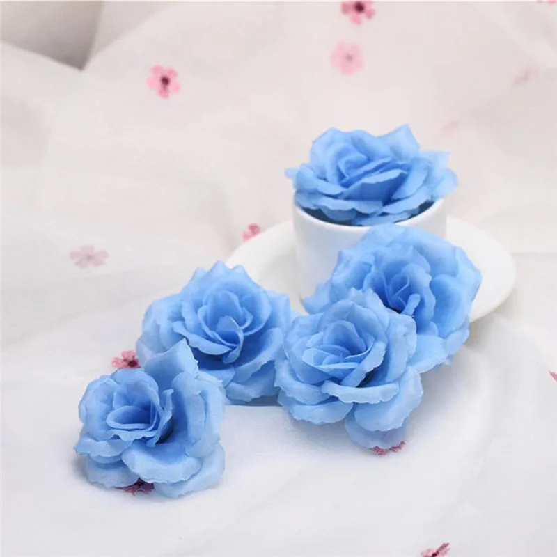 10 шт. 8 см Королевский синий искусственный шелк головка розы украшение дома Свадебная вечеринка DIY Искусственные цветы - Цвет: Синий