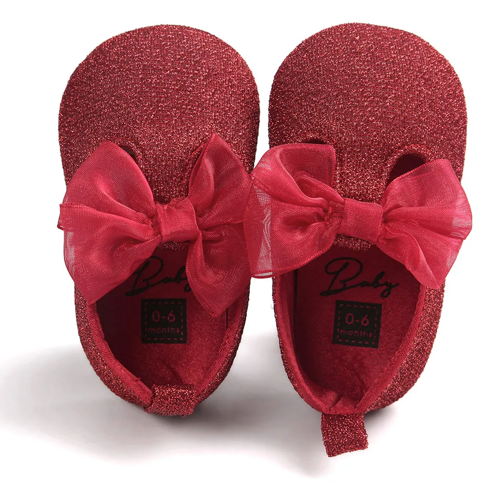 

Baby Girl Bowknot Leater Shoes Sneaker Anti-slip Soft Sole Toddler