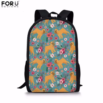 

FORUDESIGNS School Bags for Girls Preppy Brussels Griffon Flower 3D Printing Schoolbag Students Large Capacity Book Bag Mochila