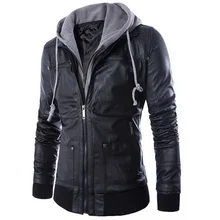 Модная кожаная куртка мужская зимняя куртка с воротником-стойкой и капюшоном Jaqueta De Couro Masculina PU Мужская куртка из искусственного меха Мужская мотоциклетная куртка