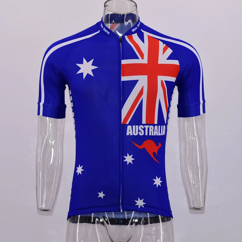 

2019 New Team Australia Cycling Jersey Customized Road Mountain Race Top max storm Reflective zipper 4 pocket